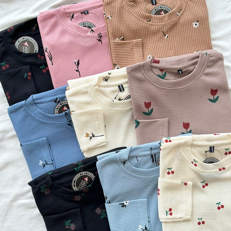 Kaos Rib Motif Lengan Panjang