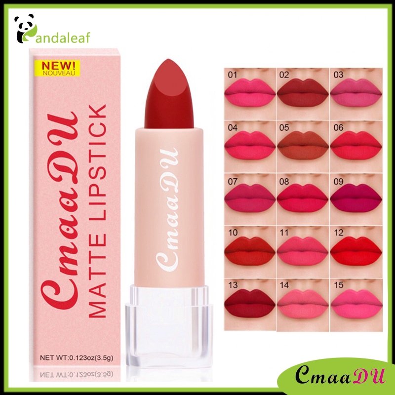 CMAADU Matte Lipstik 15 Color Lip Stick Waterproof and Durable Original XX021 Pandaleaf