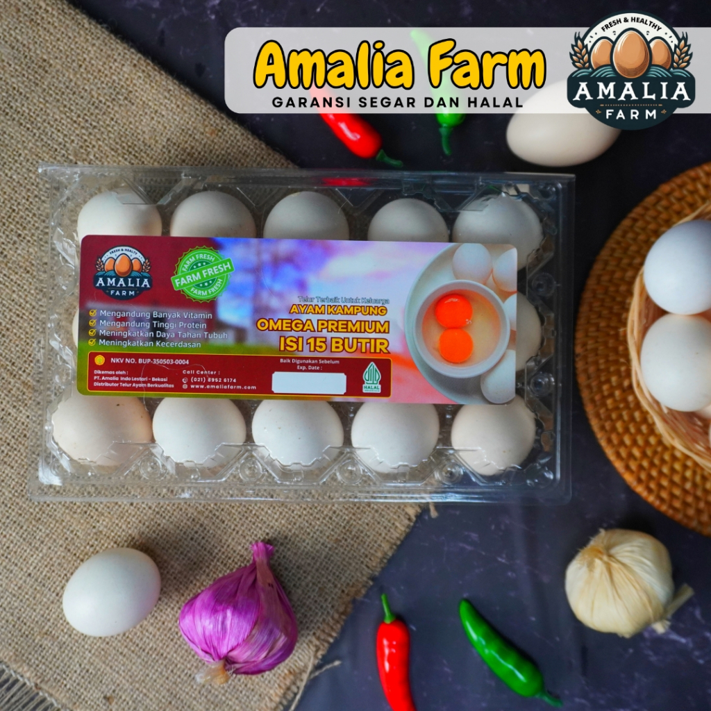 

Amalia Farm - Telur Ayam Kampung Omega Premium Kemasan 15 Butir