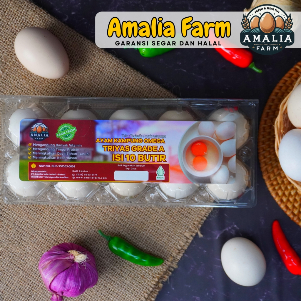 

Amalia Farm - Telur Ayam Kampung Omega Triyas Premium Kemasan 10 Butir