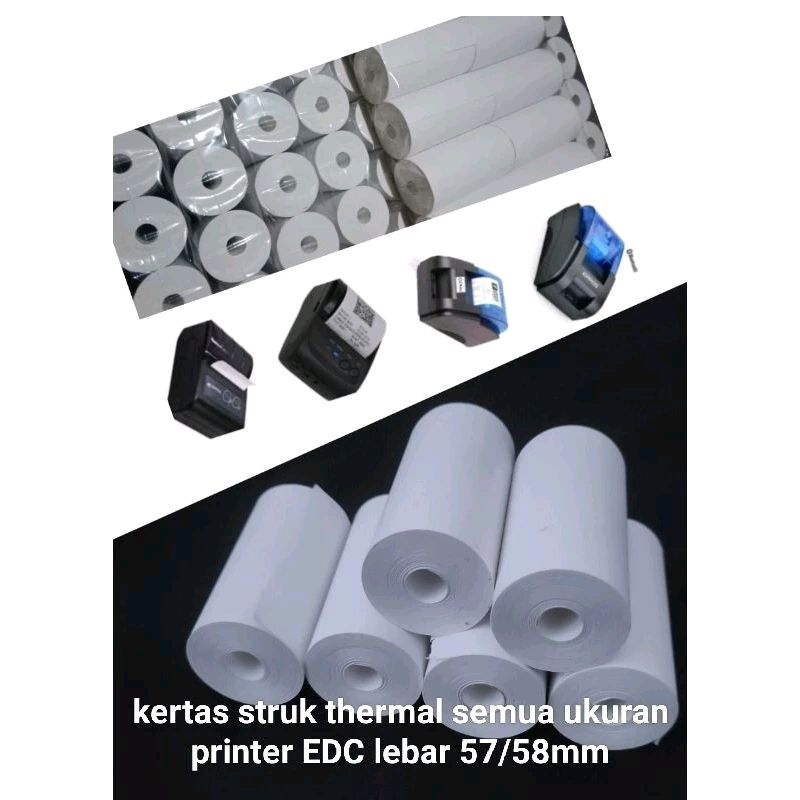 

Kertas kasir Thermal struk EDC 57/58x30mm coreleles full kertas paket 10 roll