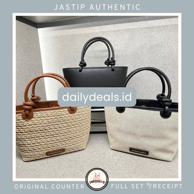 #2-30271346-2 Sabine Handle - Jast[p] CK ORIGINAL COUNTER #2-30271346 RAFFIA KNOTTED TOTE BAG TAS AN