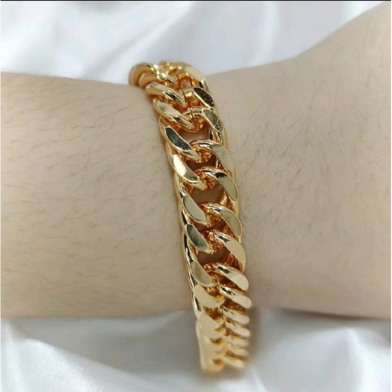 GELANG WANITA MODEL TERBARU MOTIF RANTAI TERBUAT DARI BAHAN KOIN LOGAM LAPIS EMAS 24K TIDAK LUNTUR