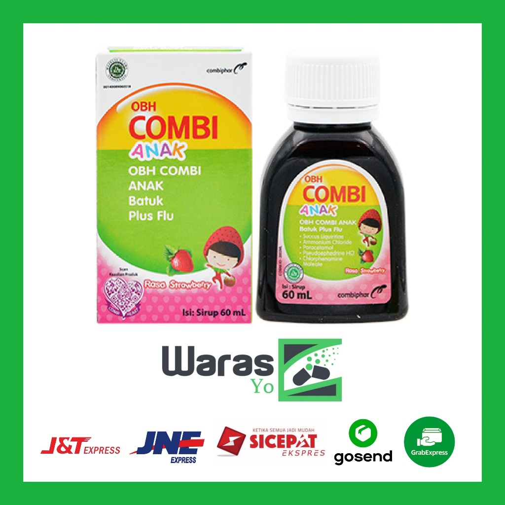 [SW] OBH Combi Anak Batuk Plus Flu Strawberry 60 mL - Sirup Obat Batuk Flu Anak