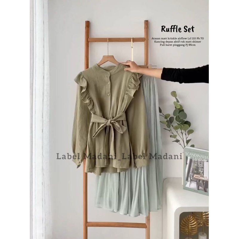 Set baju kekinian/Set baju shakila/Ruffle set/Munira Set Rok Plisket