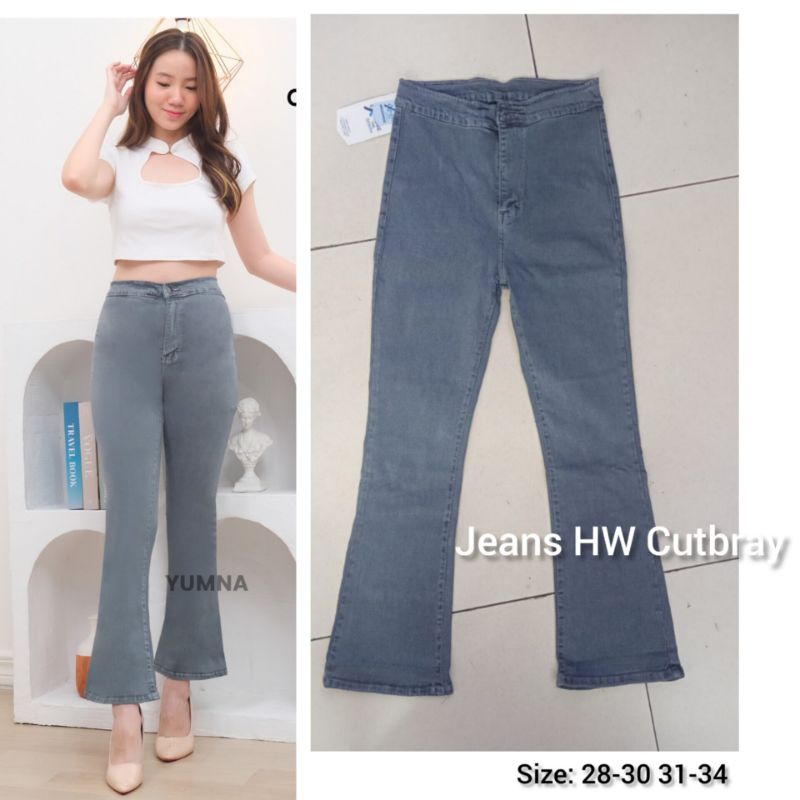 Celana jeans Hw cutbray Big size,celana jeans cutbray pinggang atas size:28-33 /31-34 mtt: soft jean