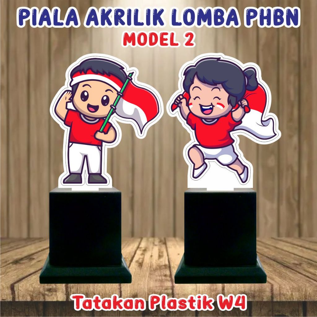 (MODEL 2) Piala Akrilik Kemerdekaan Kaki W4/Piala Agustusan Murah/Piala Akrilik Custome