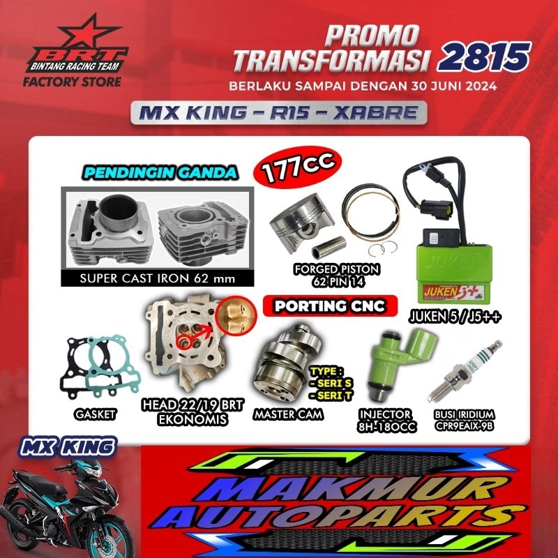 Promo Transformasi BRT 2815 Paket Bore Up 177cc MX King / R15 / Xabre - BINTANG RACING TEAM BRT