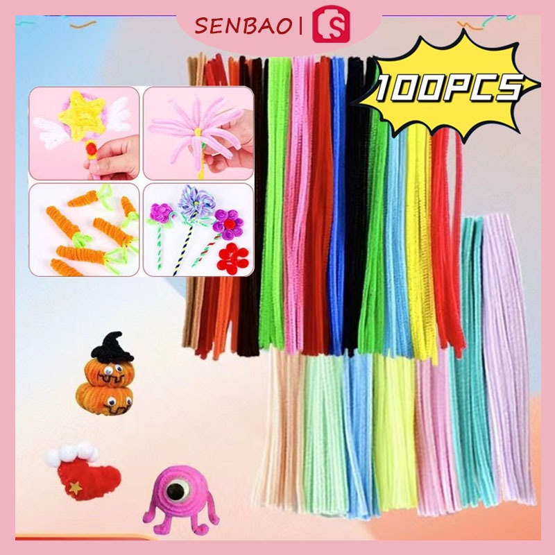 SENBAO Kawat bulu mercy/ pipe cleaner 100pcs Mainan Anak Craft Diy Kerajinan Tangan Pipe Cleaner