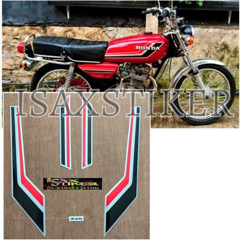 Striping Original Honda CB 100 K5 merah kuning biru silver