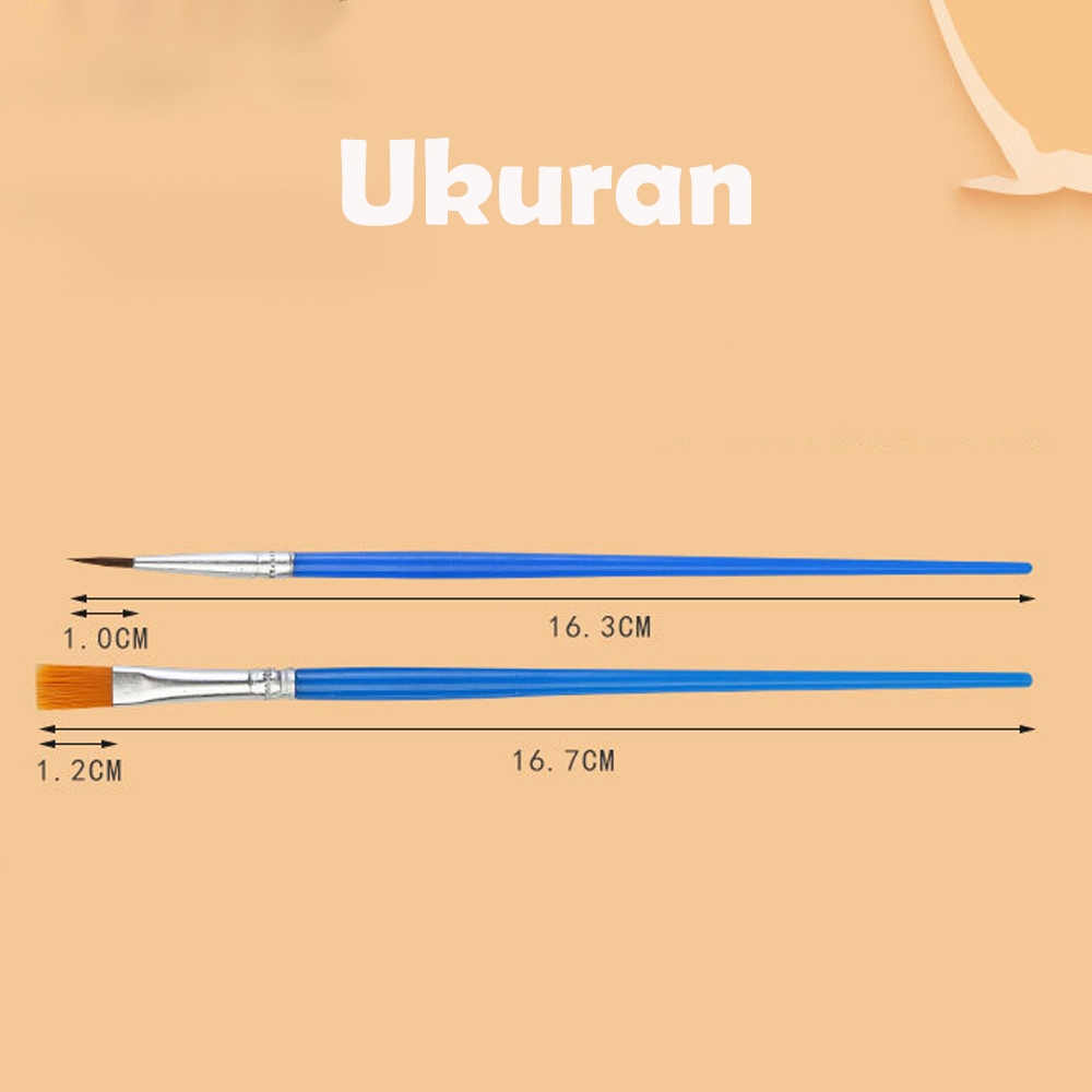 

mg 50 pcs Kuas Akrilik Bulu Nilon Cat Air Biru Cat Air Ujung Datar Ujung Runcing Set Kuas Akrilik