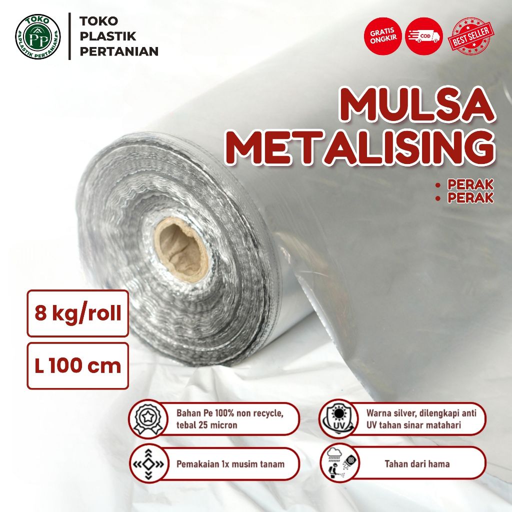 Plastik Mulsa Perak 1 Roll 8 KG Mulsa Grenjeng Lebar 100 cm