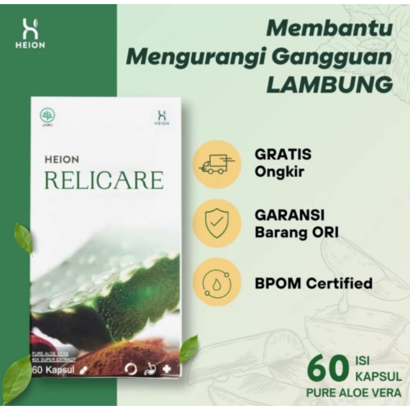 Heion Relicare 60 kapsul - solusi ampuh Asam Lambung, maag dan gerd