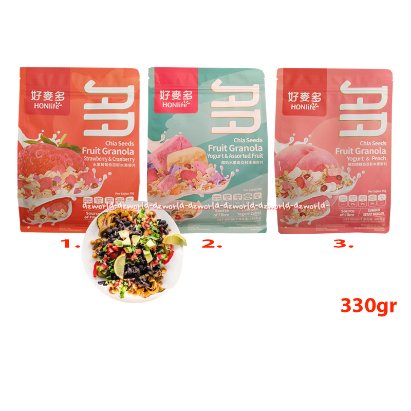 

Honlife 330gr Chia Seeds Fruit Granola Strawberry Cranberry Yogurt Assorted Fruit Peach Hon Life Sereal Rasa Buah Yogur