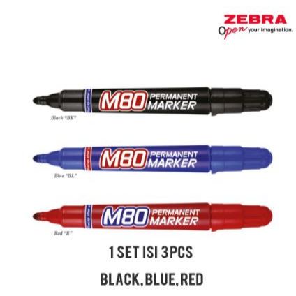 

Gramedia Bandung TSM -Zebra - Spidol Permanen M-80 Mix Isi 3