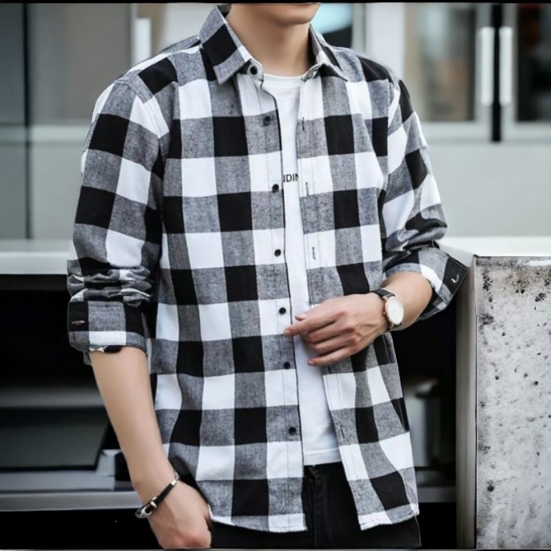Kemeja Flanel Kotak2 Garis Pria Interior Design Catur Standart Slim Formal Casual Size Chart Reguler