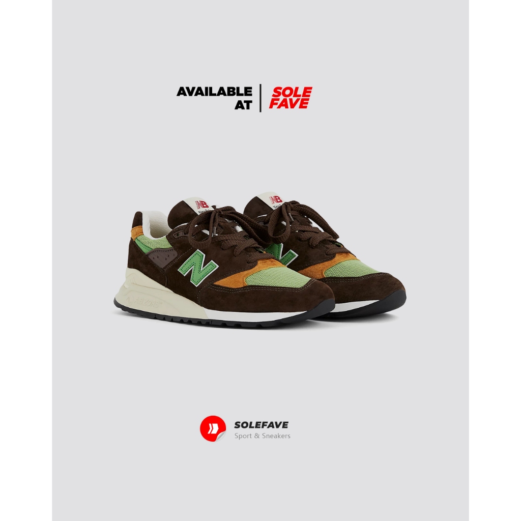 Sneakers NB 998 Brown With Green MADE IN USA Original BNIB Resmi