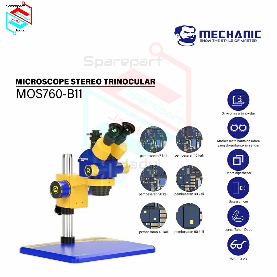 Mechanic MOS760-B11 Trinocular Microscope Stereo Trinokular mikroskop Microscope Mechanic Original