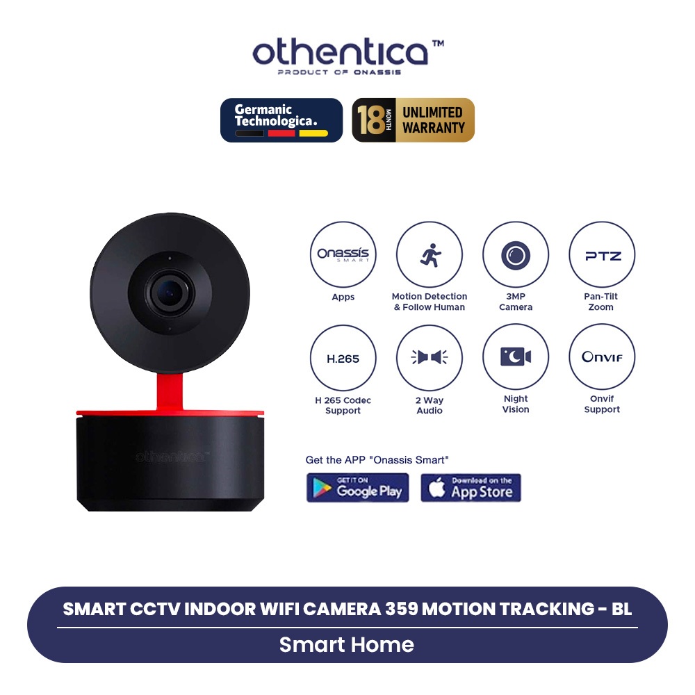 Othentica Smart CCTV Indoor Wifi Camera 359 Motion Tracking BL