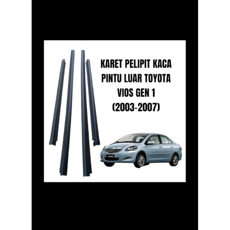 KARET PELIPIT KACA LUAR VIOS GEN 1 HITAM ORIGINAL