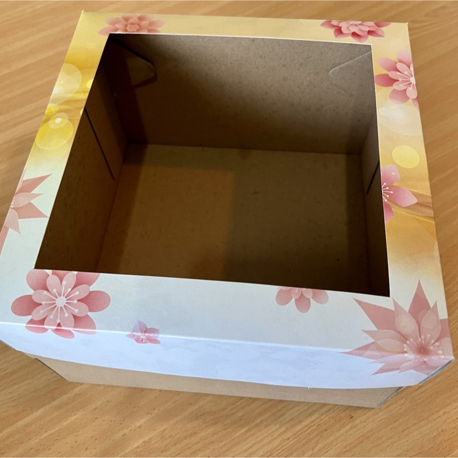 

(5 pcs)kardus mika kue brownies box mika cake tart dus gold flower 25cm