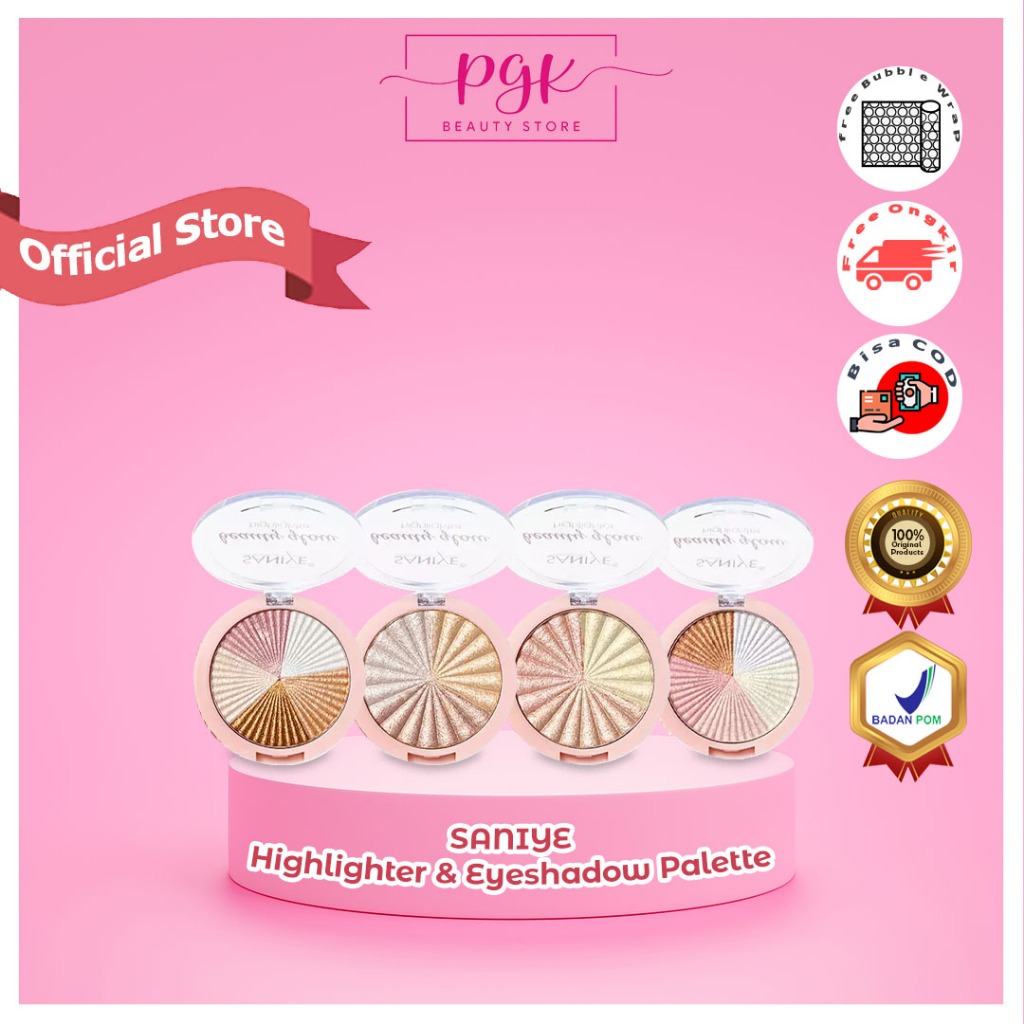 SANIYE 5 Warna Glitter Highlighter Wajah Highlight Eyeshadow Waterproof Powder Kosmetik E0155