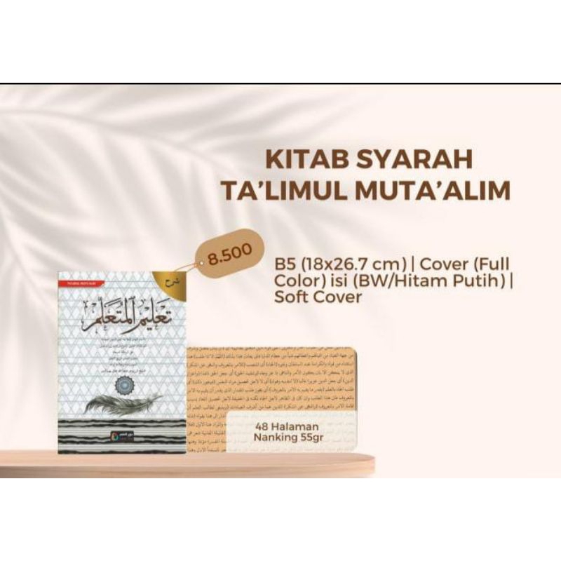 

kitab Syarah ta'lim muta'alim/ ta'limul muta'alim/ ta'lim muta'alim kurasan