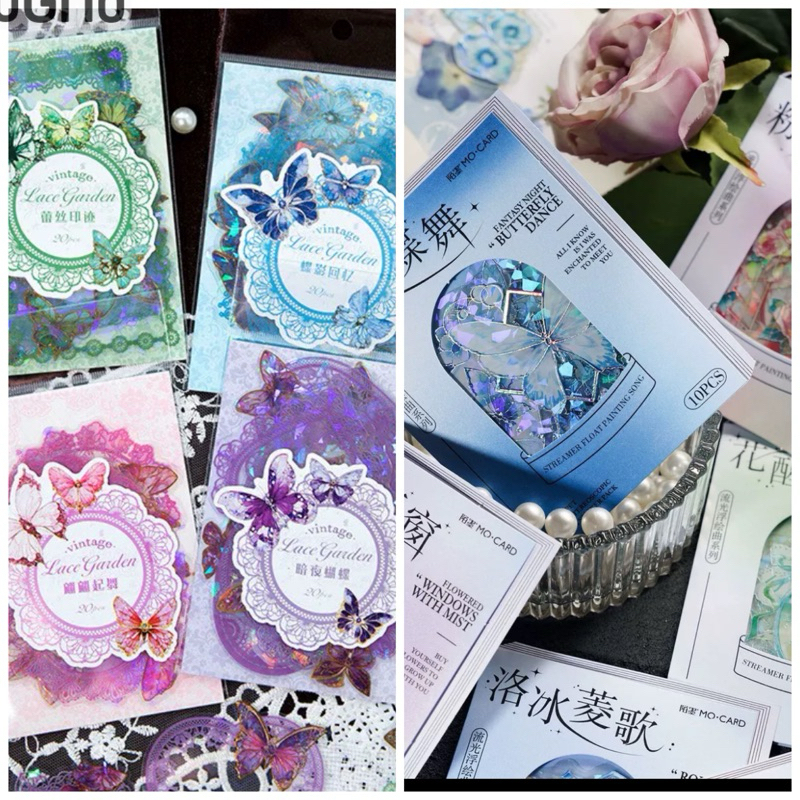 

5pc sticker ice crystal pet for scrapbook journal journaling bujo SPK