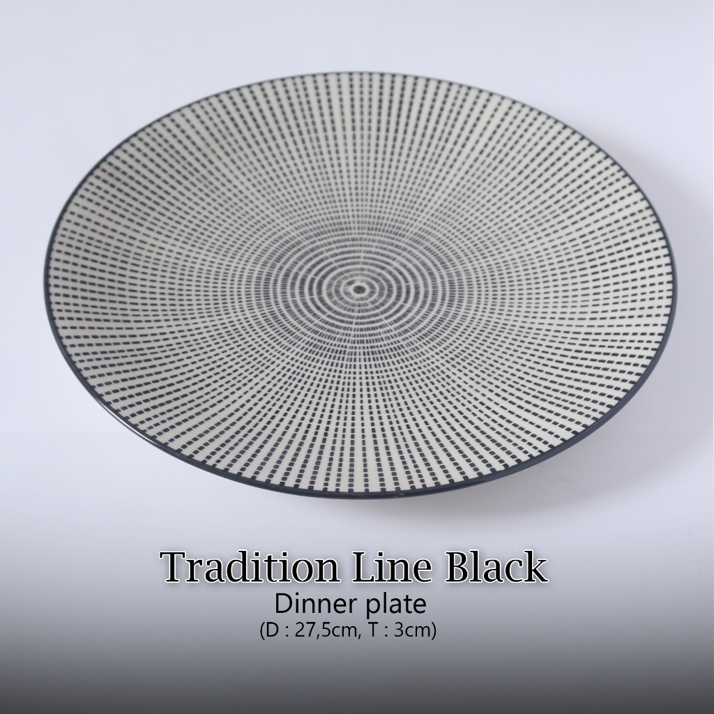 Tradition Line Black Dinner plate/Piring makan keramik/Maincourse plate