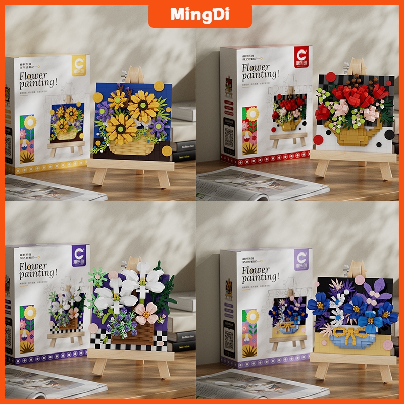 MINGDI Bricks Bunga Mini Plant Nano Bricks Flower 1054pcs DIY Mainan Anak Perempuan Hadiah