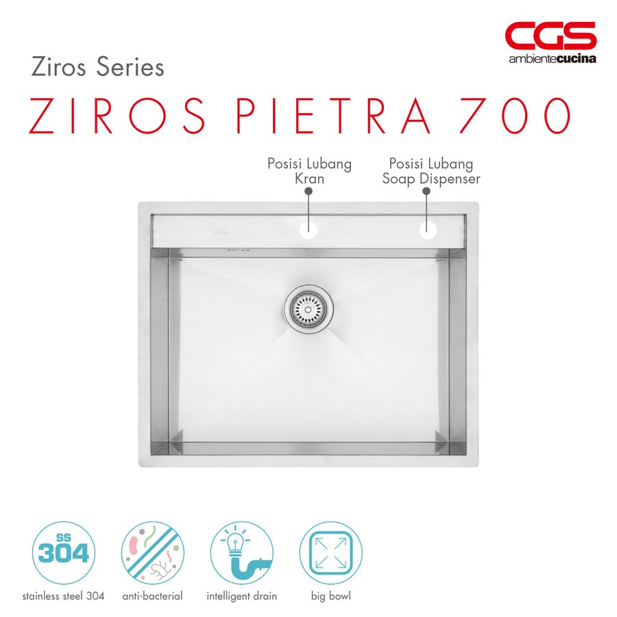 CGS ZIROS PIETRA 700 Stainless Kitchen Sink - Bak Cuci Piring
