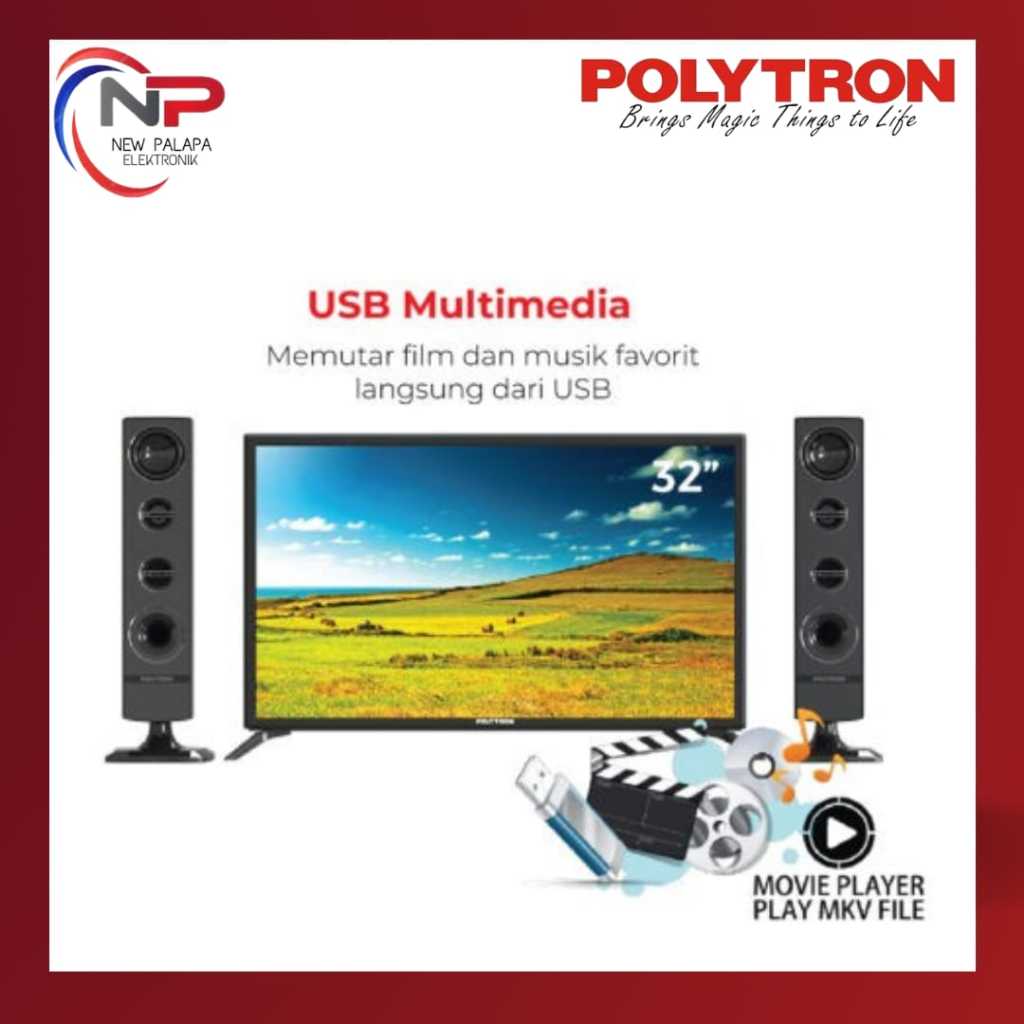 LED Digital+Speaker Tower TV Polytron 32inch 32TV1855 Led Polytron 32inch PLD32TV1855 Tanpa STB