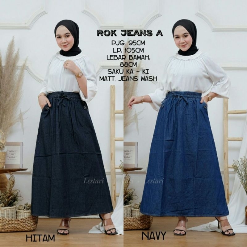 ROK WANITA Rok Jeans, Rok Jeans Panjang Mayung, Rok Jeans Panjang Wanita, Rok Jeans A