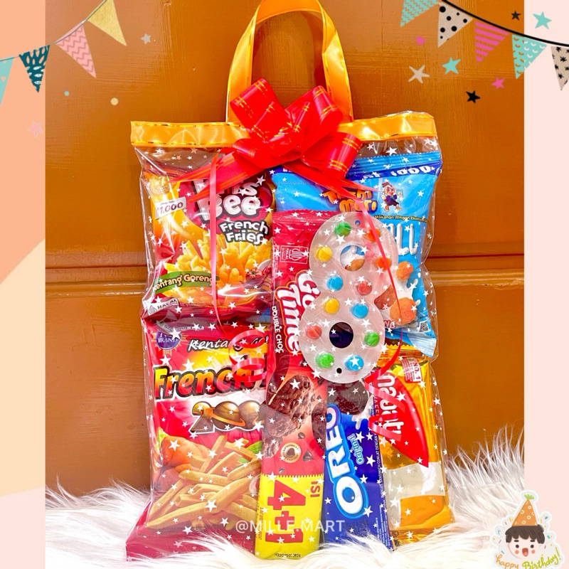 

Paket Ulang Tahun Anak/Bingkisan Ulang Tahun Anak/Souvernir Pesta Ulang Tahun/Hampers Ulang Tahun Anak/Paket Makanan Ringan Anak