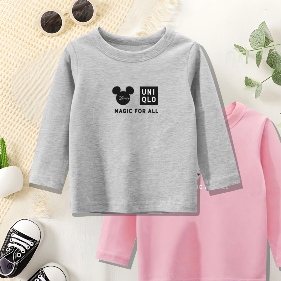 KODE R75L BAju Kaos Uniqlo Anak Cotton Lengan Panjang Usia 112 Tahun Kaos anak Tangan Panjang Kaos A