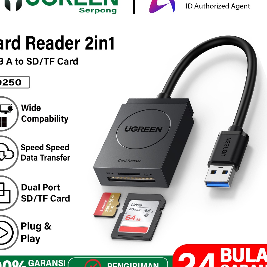 Top UGREEN Card Reader USB Type A 3 Dan Card Reader USB Type C