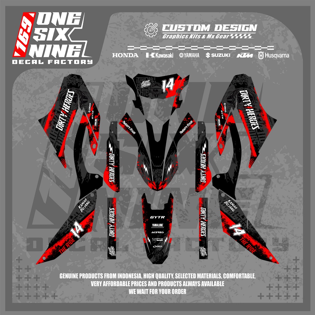 Decal Wr 155 Dirty Heroes Hitam Merah Superglossy Premium - Custom Design