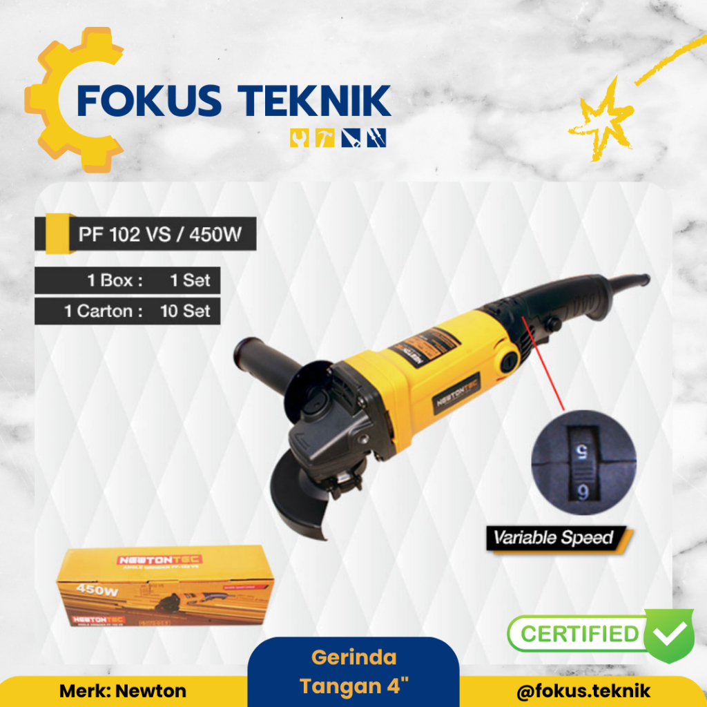 Mesin Gerinda Gurinda Grinder Tangan 4 Inch Variabel Speed NEWTON