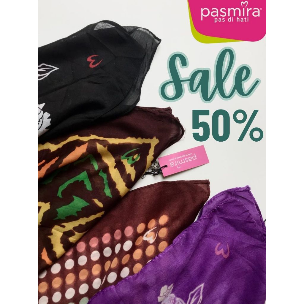 SALE 40% [PASMIRA] KERUDUNG HIJAB SEGI EMPAT MOTIF BAHAN POLYSPUN SYARI JUMBO