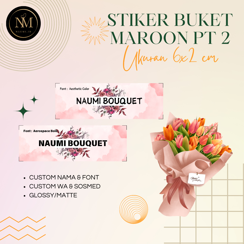 

[ MAROON SERIES, Part 2 ] STIKER BUKET/STICKER BOUQUET/STIKER LABEL BUKET MURAH Ukuran 6x2 CM