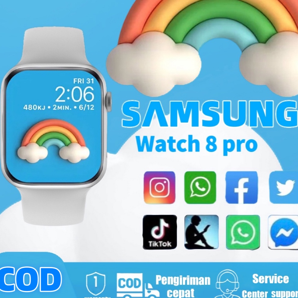 KODE F19D COD ORI  Samsung Smartwatch i8 pro max jam smartwatch pria bluetooth Jam Tangan Pintar ola