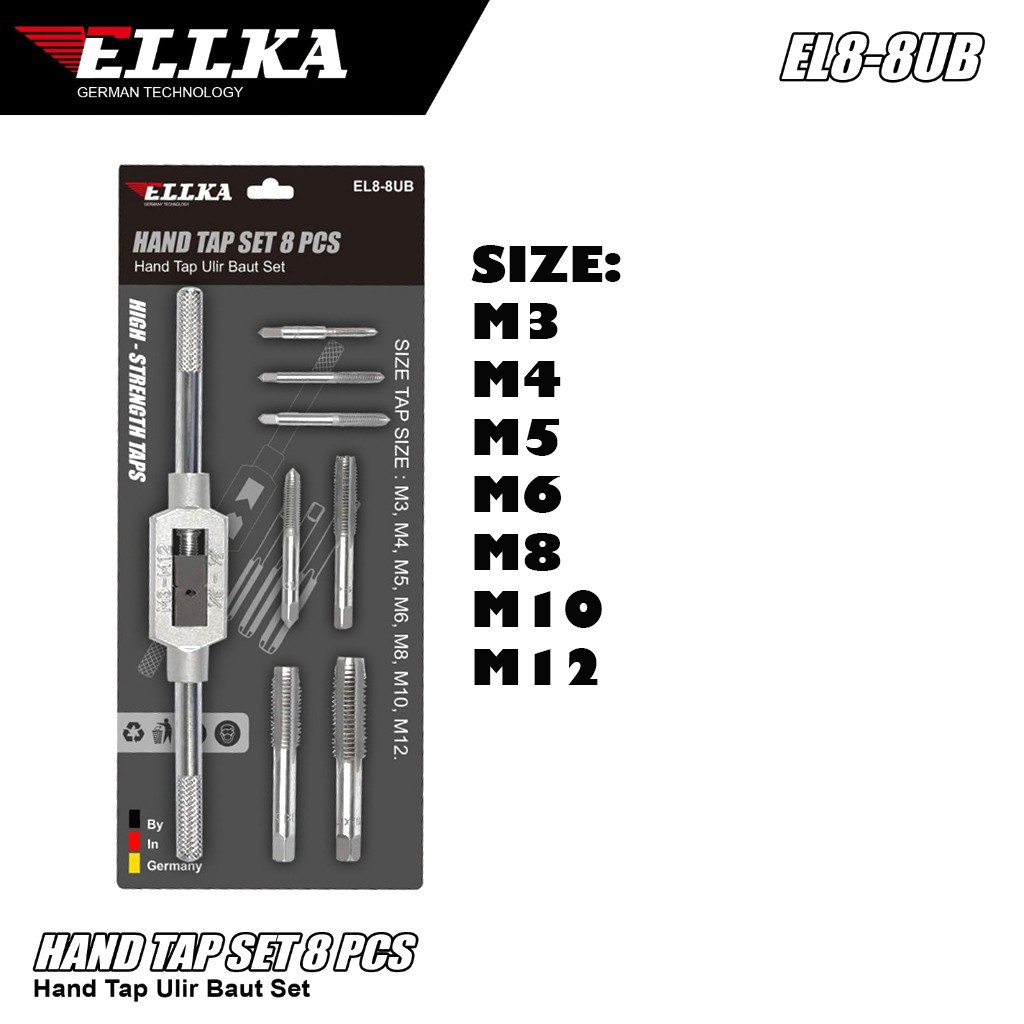 NEW ELLKA GERMAN Hand Tap Di Set 8 Pcs Tap Snai set 8 pcs Senai Baut