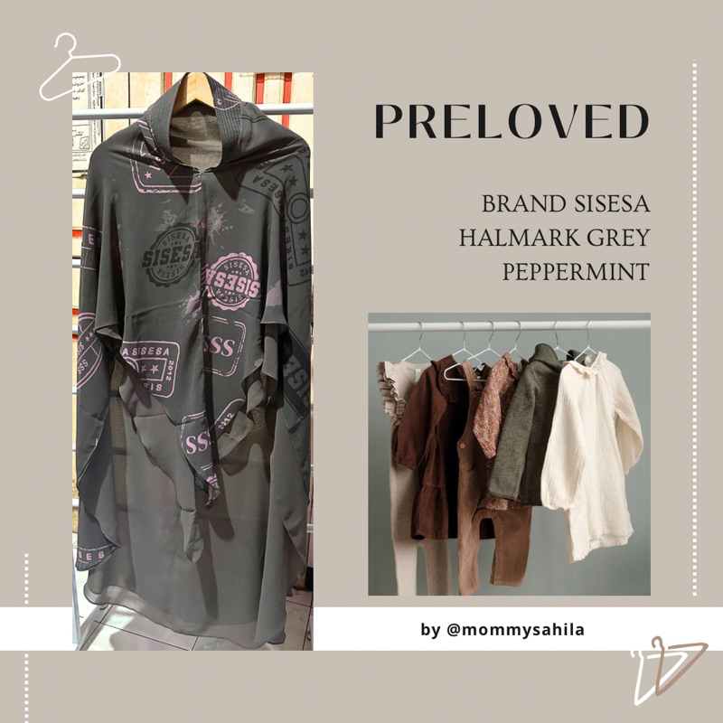 Preloved by Mommysahila - Khimar Sisesa Halmark Grey Peppermint