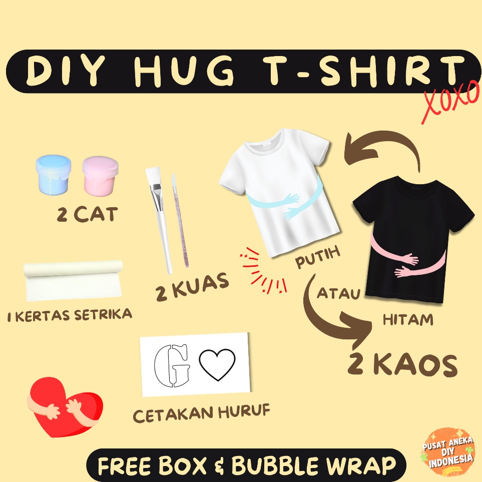 KODE K98E DIY Hug TShirt 1 Set Boyfriend Girlfriend Couple  Baju Kaos Polos Kiss Kisses Peluk TShirt