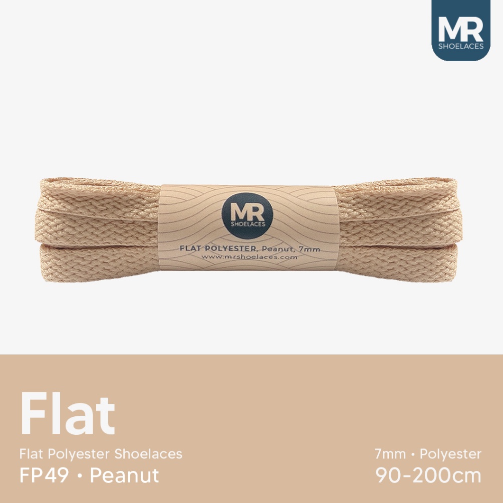 KODE M9U MR Shoelaces FP49 Peanut Coklat KacangMuda Tali Sepatu Polyester Pipih Flat 7mm 8cm 9cm 1cm
