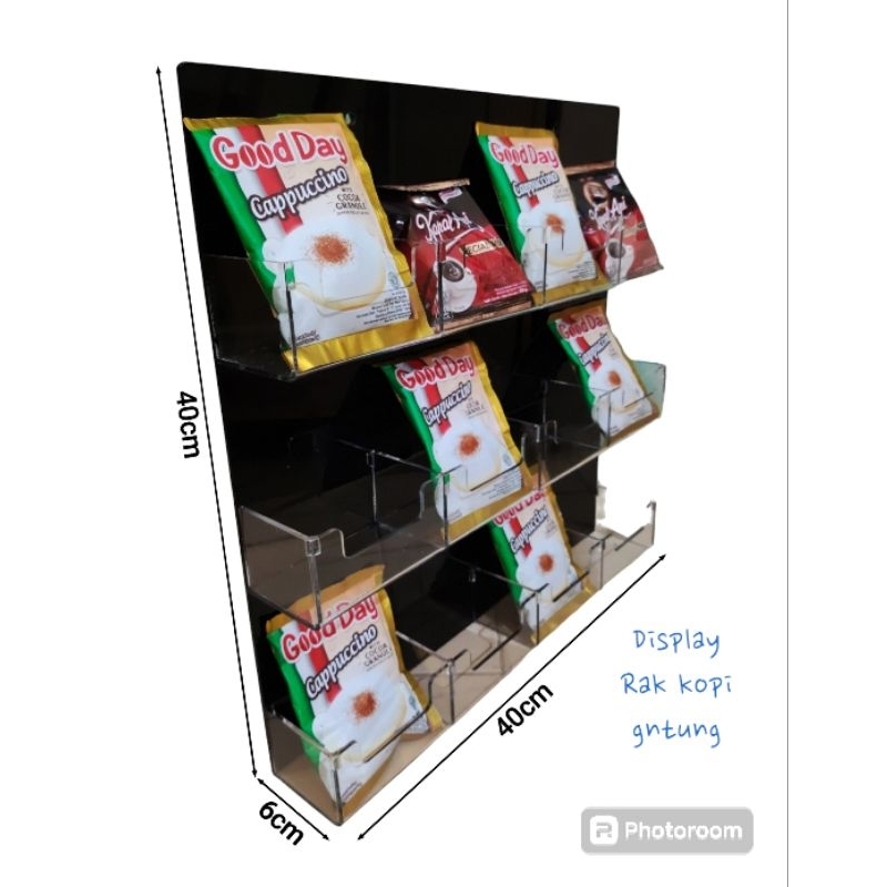 display kopi akrilik // rak kopi tipe gantung