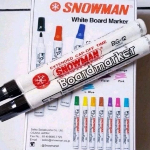 

Spidol Whiteboard Papan Tulis Snowman BG-12 Marker HITAM (BISA DIHAPUS) isi 1 Pcs