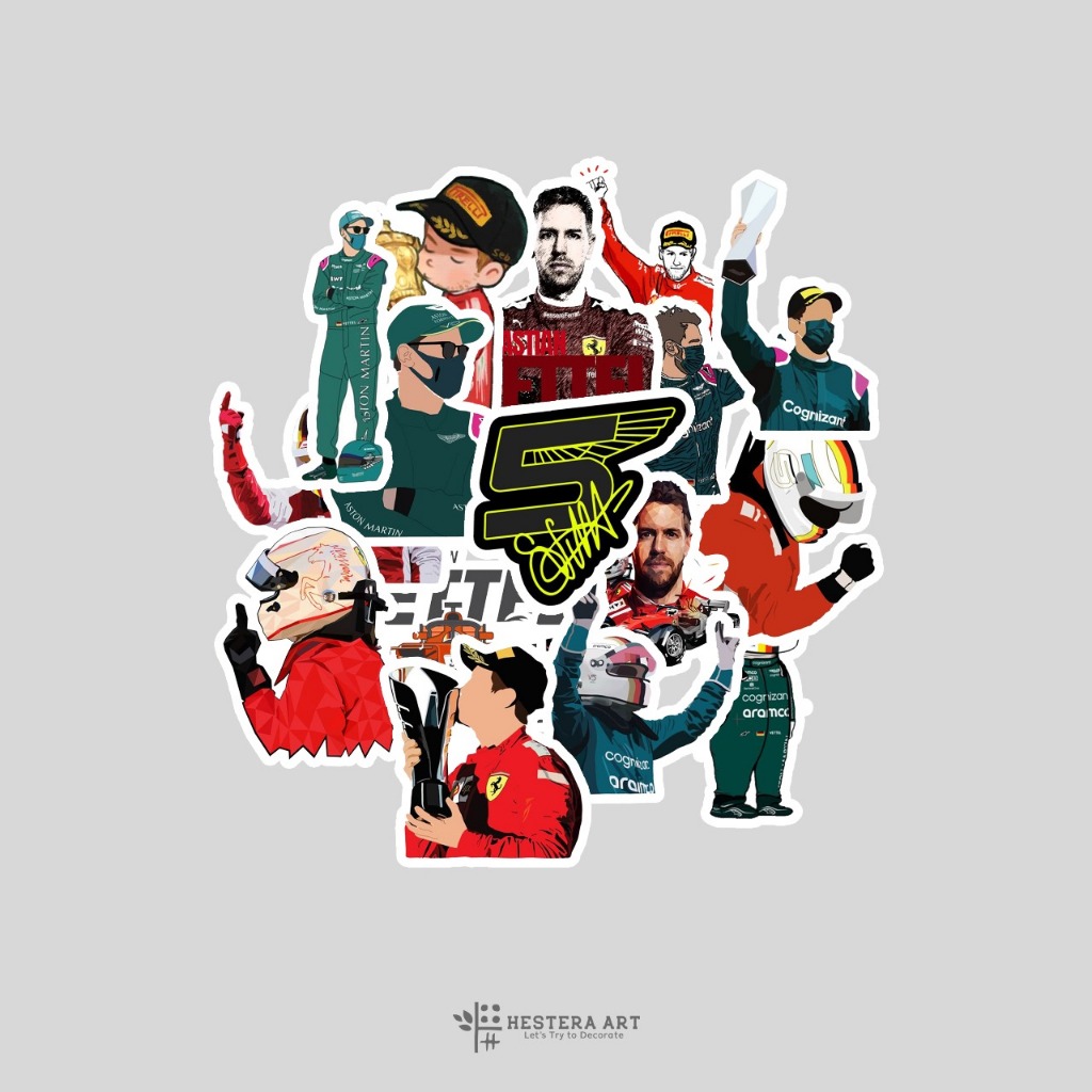

Stiker Pack Pembalap F1 Sticker Vinyl Doff Laminasi | Stiker Sebastian Vettel