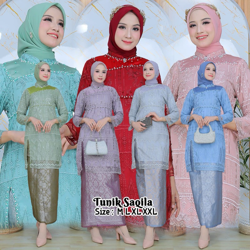 SETELAN KEBAYA TUNIK / KEBAYA TUNIK SAQILA / KEBAYA TUNIK MODERN / KEBAYA TUNIK PESTA