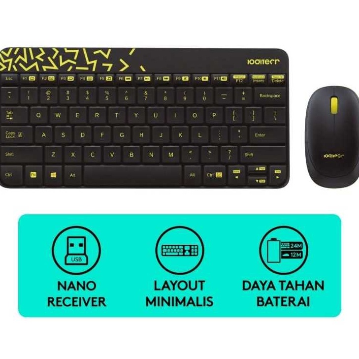 KI3 Paket Wireless Combo Keyboard  Mouse Mk24  M212 Mini keyboard